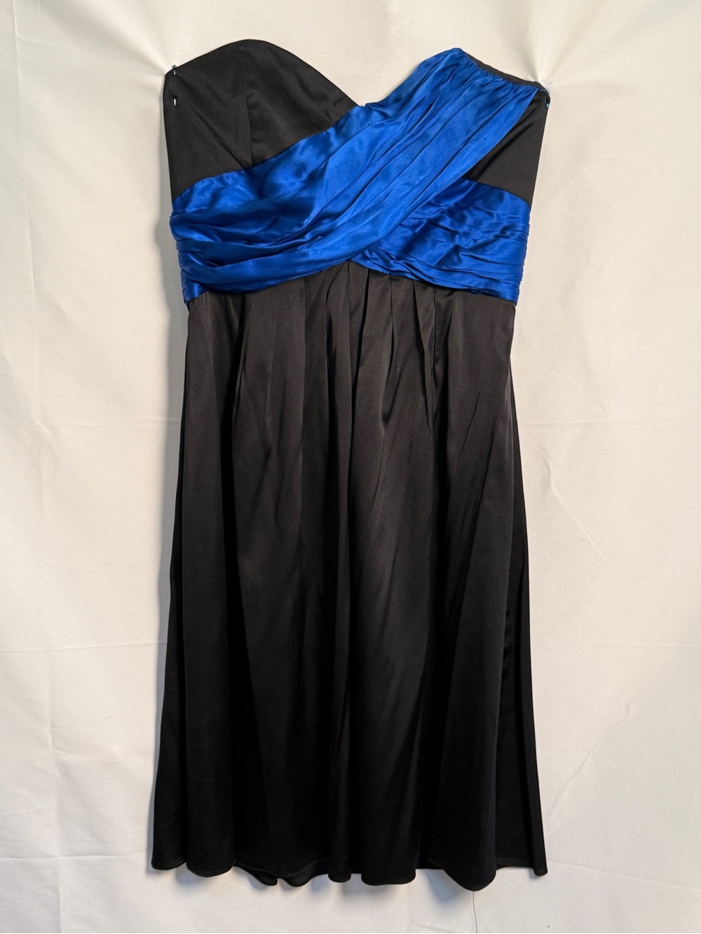 Abaete Strapless Black Dress with Royal Blue Satin Bodice